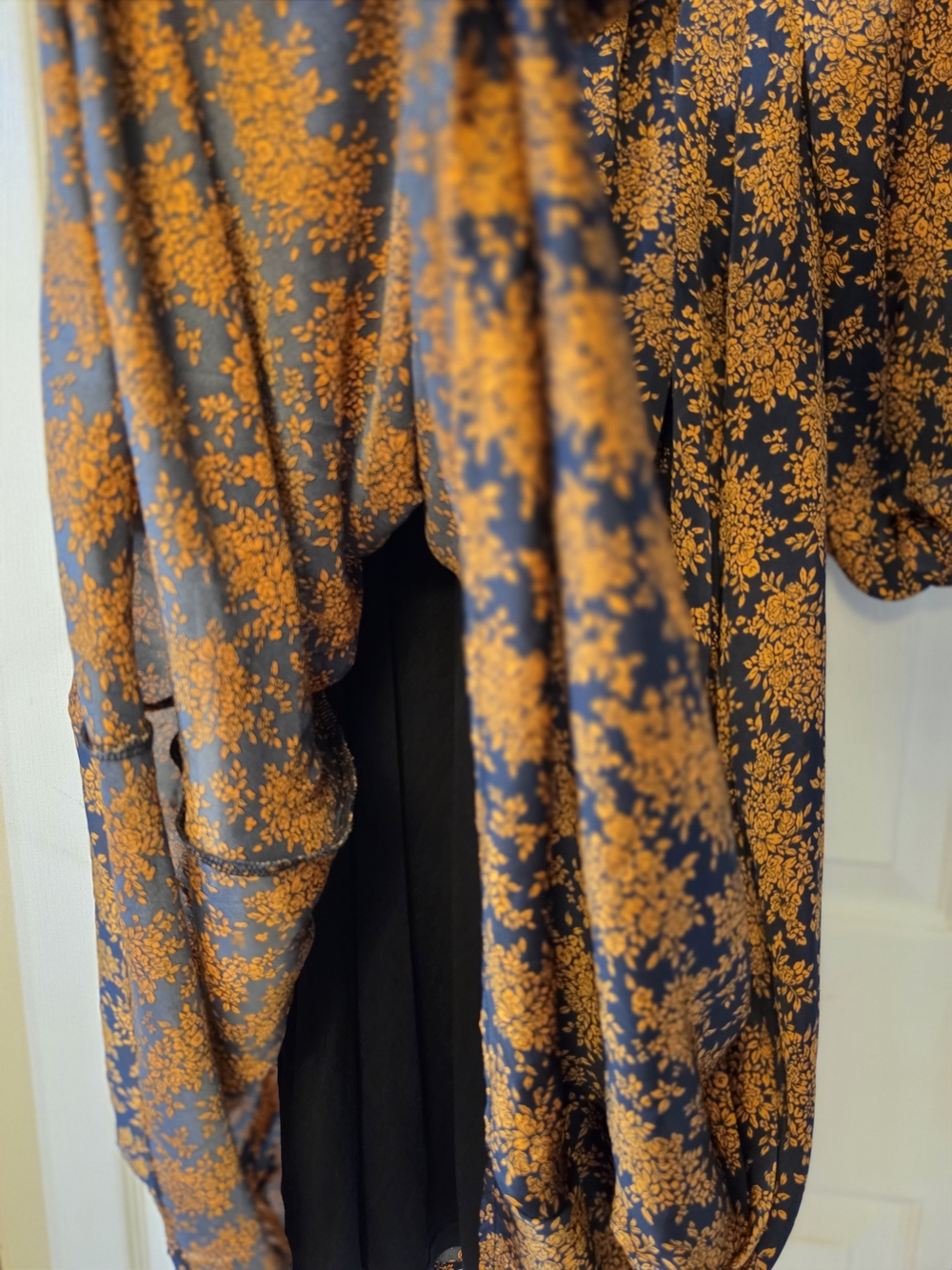Graceful Impression Black and Orange Floral Print Midi Dress - Picture 10 of 11